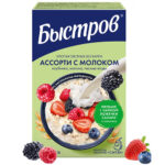 Վարսակի փաթիլներ «Быстров» չեփվող 240գր հատապտուղներով և կաթով