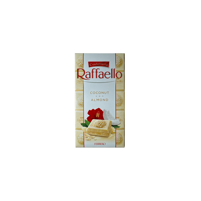 Սպիտակ շոկոլադե սալիկ «Raffaello» 90գր կոկոսի փաթիլներով և նուշով