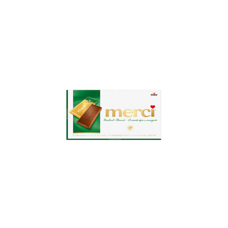 Շոկոլադե սալիկ «Merci» 100գր Лесной орех и миндаль
